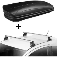 VDP Dachbox VDPMAA320 320 Liter abschließbar schwarz matt + Dachträger EVO ALU kompatibel mit Mazda 3 (BL) 4-5 Türer 2009-2013