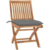 vidaXL Gartenstühle 2 Stk. mit Grauen Kissen Massivholz Teak
