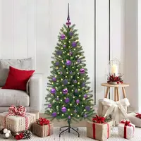 vidaXL "Schlussverkauf" Weihnachtskugel-Set mit 150 LEDs 61 Stück Lila Kunststoff C8170