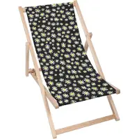 Dreamroots Liegestuhl klappbar Holz, Buchenholz bis zu 130 kg, Sonnenliege klappbar mit 3-stufiger Neigungsregulierung der Rückenlehne, Simple Daisy