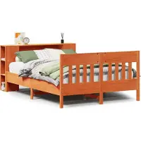 Syfax Massivholzbett mit Regal ohne Matratze Wachsbraun 140x200 cm