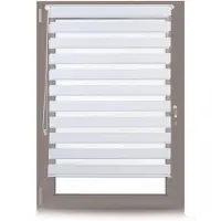 Relaxdays Doppelrollo Klemmfix ohne bohren, Seitenzugrollo mit Streifen, Duo-Rollo für Fenster, Stoff 96x156 cm, weiß