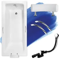 Badland Badewanne Rechteck Talia Premium 170x75 mit Ablaufgarnitur, Handgriffen, Kopfstütze, Füßen GRATIS ohne Verkleidung