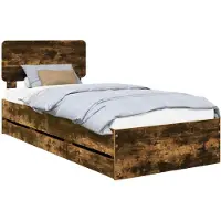 Syfax Bettrahmen Geräucherte Eiche 100 x 200 cm Holzwerkstoff