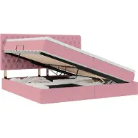 vidaXL Aufbewahrungsbett mit Matratze Rosa 200 x 200 cm Samt