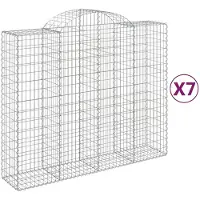 vidaXL Gabionen mit Hochbogen 7 Stk. 200x50x160/180cm Verzinktes Eisen