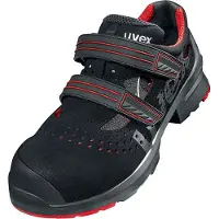 Uvex 85362, Unisex, Erwachsener, Sicherheitssandalen, Schwarz, Rot, ESD, P, S1, SRC, Klettverschluss