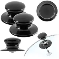 Kadax Topfdeckelgriff "Caserta", Haltegriff für Topfdeckel aus Kunststoff und Edelstahl, 2 Stück, Schwarz