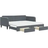 vidaXL Tagesbett Ausziehbar mit Schubladen Dunkelgrau 100x200 cm Samt