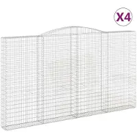 vidaXL Gabionen mit Hochbogen 4 Stk. 400x30x220/240cm Verzinktes Eisen