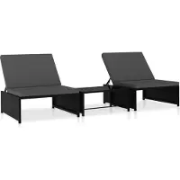 Syfax Outdoor-Lehnstühle 2 Stk. mit Tisch Schwarz Poly-Rattan
