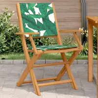 vidaXL "im Angebot" Gartenstühle 2 Stk. - bis 150 kg - Blattmuster Massivholz Akazie & Stoff - Stapelsessel CC16887