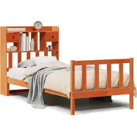 Syfax Massivholzbett mit Regal ohne Matratze Wachsbraun 100x200 cm