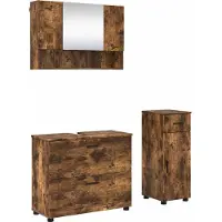 Syfax Badezimmermöbel-Set mit Schubladen 3 pcs Geräucherte Eiche