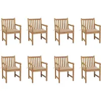 vidaXL Möbel Gartenstühle 8 Stk. mit Beigen Kissen Massivholz Teak - Stapelsessel 3073061