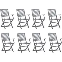 Syfax Klappbare Gartenstühle 8 Stk. mit Kissen Massivholz Akazie