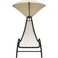 vidaXL "Winterschlussverkauf "Sonnenliege HOMMIE - Gartenliege - Gartenmöbel - mit Dach Creme 167x80x195 cm Stoff und Stahl - 167x80x195 cm NeuMöbel 7424355