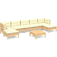 vidaXL 8-tlg. Garten-Lounge-Set mit Creme Kissen Kiefernholz