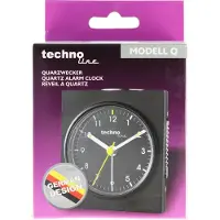 Technoline Quarzwecker Modell Q schwarz 76x85x46mm, ohne 1x AA Mignon LR6 Batterie, deutsches Design, German design