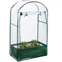 Relaxdays Gewächshaus Balkon, Pflanzsack, HxBxT: 153 x 89 x 49 cm, Foliengewächshaus, PVC-Folie, Stahl, transparent/grün
