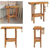 vidaXL Werkbank mit Schraubstöcken 92x48x83 cm Massivholz Akazie - Werkbank - Werkbänke - Arbeitstisch - Arbeitsstation