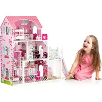 Northio Puppenhaus aus Holz mit XXL-Aufzug und ECOTOYS-Rutsche