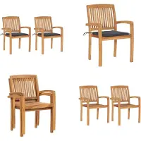 vidaXL Gartenstühle 2 Stk. mit Anthrazit Kissen Massivholz Teak - Gartenstuhl - Gartenstühle - Holz-Gartenstuhl - Holz-Gartenstühle
