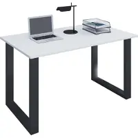 VCM Schreibtisch, 160 x 80 cm, Computertisch mit Metallgestell, Bürotisch für Homeoffice und Arbeitszimmer - Lona U