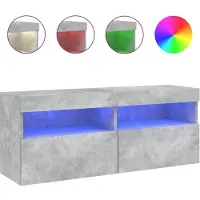 vidaXL TV-Wandschrank mit LED-Leuchten Betongrau 100x30x40 cm