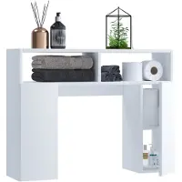 VCM Holz Wandregal | Überbau WC Toilette | Maße: H. 61 x B. 76 x T. 20 cm | 2 kleine Drehtüren mit ja 2 Fächer | 2 offene Regalfächer - Tinoli S