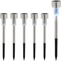Relaxdays Solarlampen 6er Set, kaltweiß, wasserdicht, Dämmerungssensor, LED Solarlicht, HxD: 31 x 4,5 cm, silber/schwarz