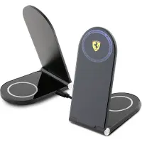 Ferrari gedrucktes Logo Magsafe Faltbares induktives Ladegerät 2W1 15W - Schwarz