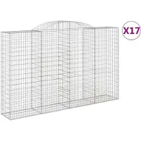 vidaXL Gabionen mit Hochbogen 17 Stk 300x50x180/200cm Verzinktes Eisen