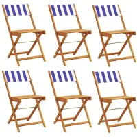 Syfax Klappstühle, 6 Stück, blau-weiß, Stoff und Massivholz