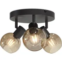 HOFTRONIC™ LED-Deckenleuchte 3 Spots 40W E14 Schwarz Bernsteinfarbenes Glas