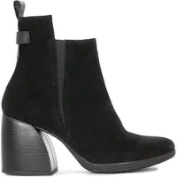 MACIEJKA Stiefeletten aus Veloursleder naturschwarz mit 8 cm Absatz und Reißverschluss