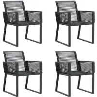 vidaXL Gartenstühle 4 Stk. Schwarz Poly Rattan
