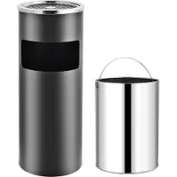 The Living Store Standaschenbecher 30 L Stahl Grau