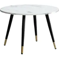 Wohnling Couchtisch 60x60x41cm Marmoroptik Weiß Metallgestell Modern Rund