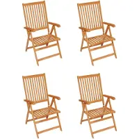 vidaXL Gartenstühle 4 Stk. mit Königsblauen Kissen Massivholz Teak