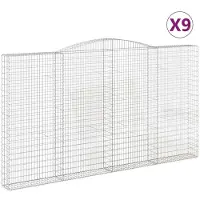 vidaXL Gabionen mit Hochbogen 9 Stk. 400x30x220/240cm Verzinktes Eisen