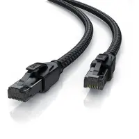 Primewire Patchkabel CAT 8 mit Baumwollummantelung, Gigabit Ethernet LAN Kabel - Black Series, 40 Gbit/s - S/FTP PIMF Schirmung, Netzwerkkabel - 10m