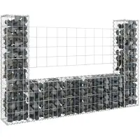 vidaXL Gabionenkorb U-Form mit 2 Säulen Eisen 140x20x100 cm