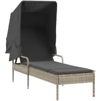 Syfax Sonnenliege mit Dach Hellgrau Poly Rattan