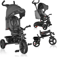 Lionelo Haari Dreirad Kinderdreirad Kinder Lenkstange Fahrrad Baby Kinderwagen Grau