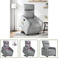 The Living Store Massagesessel mit Aufstehhilfe Hellgrau Stoff