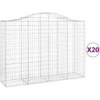 vidaXL Gabionen mit Hochbogen 20Stk. 200x50x140/160cm Verzinktes Eisen