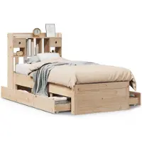 Syfax Bücherregalbett ohne Matratze 75x190 cm Massivholz Kiefer