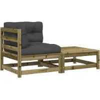 vidaXL Garten-Ecksofa mit Kissen und Hocker