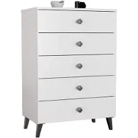 Akord Kommode MOBI in der Farbe Weiß mit 5 Schubladen B60 x H89 x T37 cm
